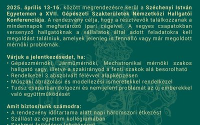 XVII. Gépészeti Szakterületek Nemzetközi Hallgatói Konferenciája!